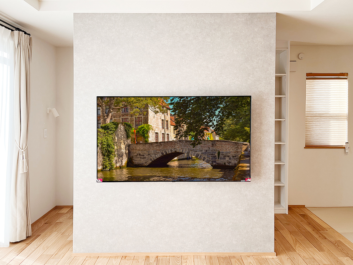 愛知県春日井市で壁掛けテレビ専用壁にLG 65インチ有機ELテレビ