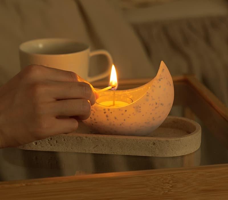 アロマキャンドルホルダー「ツキ」（ミストブルー） | キャンドルワールド