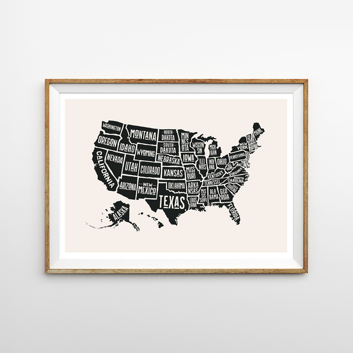 USA MAP イラスト ポスター｜海外おしゃれポスター 通販