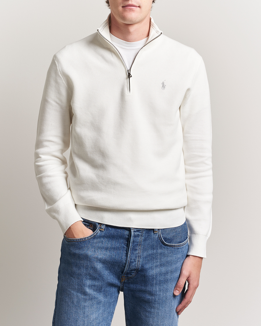 Polo Ralph Lauren Textured Half Zip Deckwash White at CareOfCarl.com