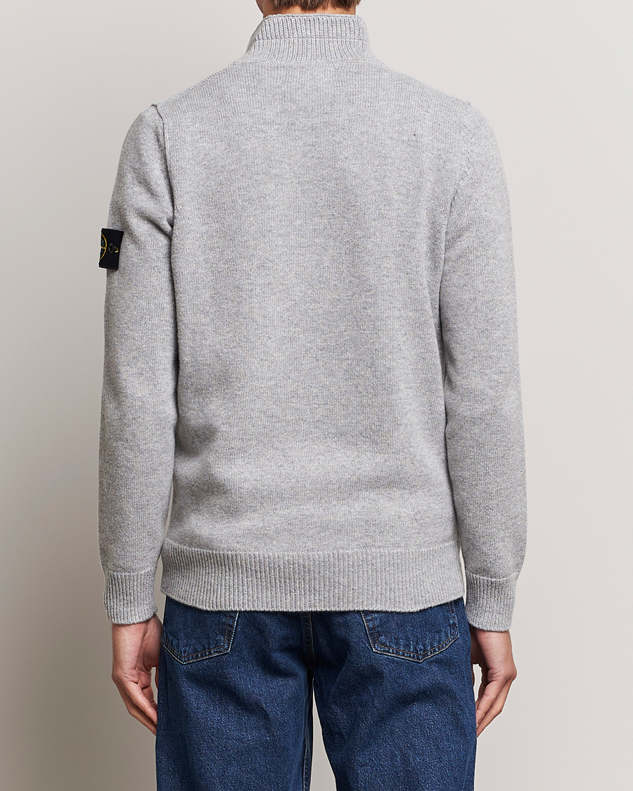 Stone Island Knitted Lambwool Half Button Zip Melange Grey at