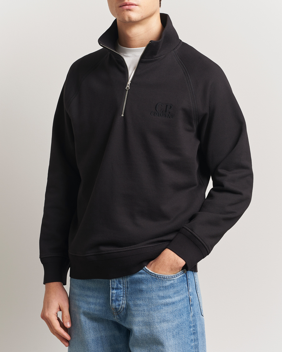 C.P. Company Diagonal Raised Fleece Half Zip Black at CareOfCarl.com