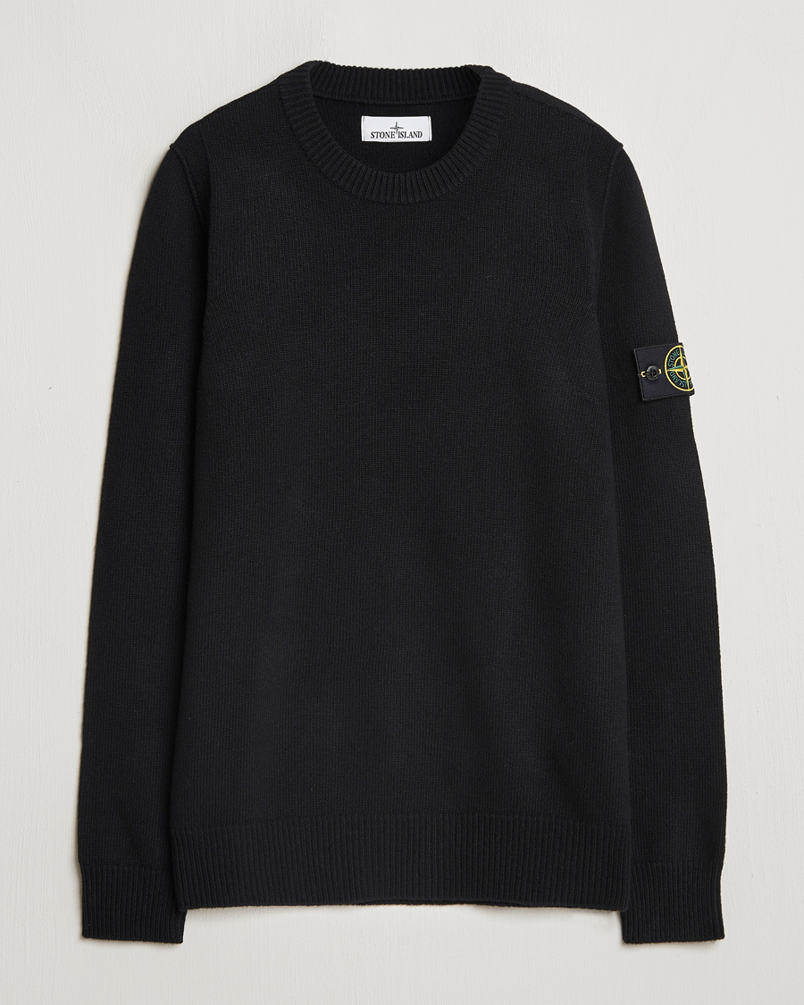 Stone Island Knitted Lambwool Sweater Black | Man - CareOfCarl.nl