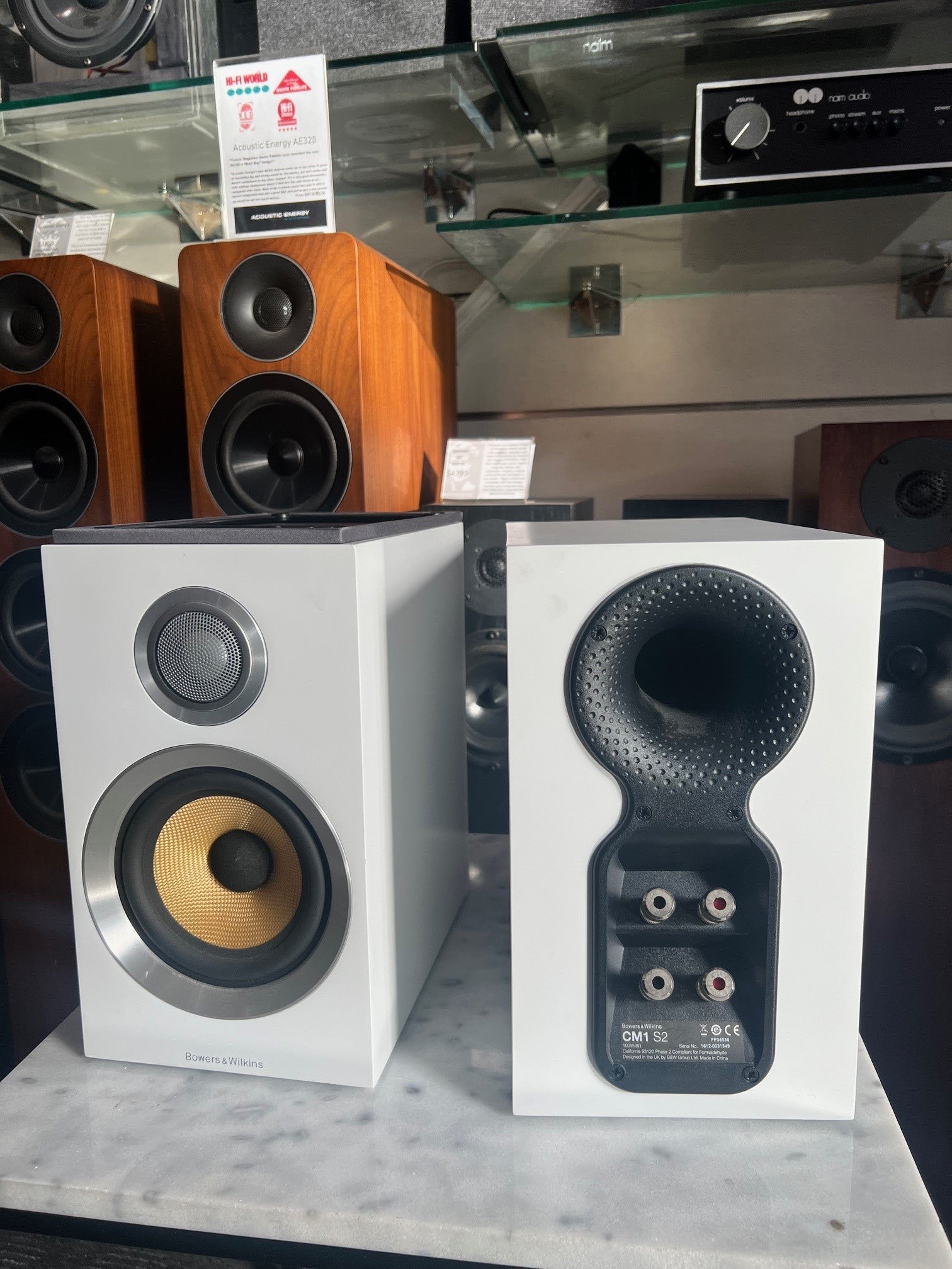 Bowers and Wilkins CM1 S2 Bookshelf Speakers, TRADE-IN White