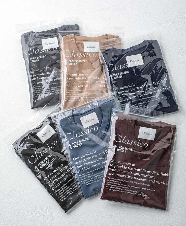 PACKスクラブトップス(男女兼用) | おしゃれ白衣のクラシコ公式通販