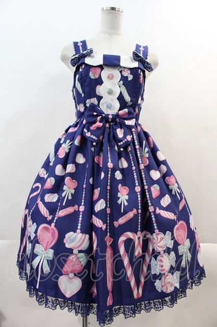 Angelic Pretty / Candy Ornamentジャンパースカート ネイビー I-24-08
