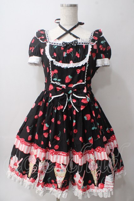 Angelic Pretty / Strawberry Parlourワンピース 黒 Y-25-06-03-115-AP