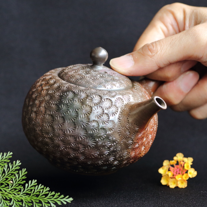 小西洋平 窯変印花急須 満容量260ml 常滑焼煎茶器 名匠のティーポット 共箱