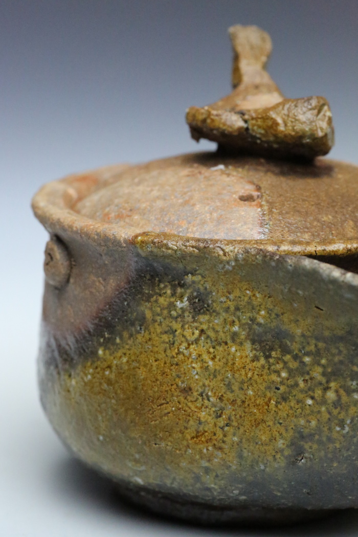 原田拾六 魚つまみ宝瓶 備前焼急須 満容量160ml 薪窯焼成 無釉焼〆