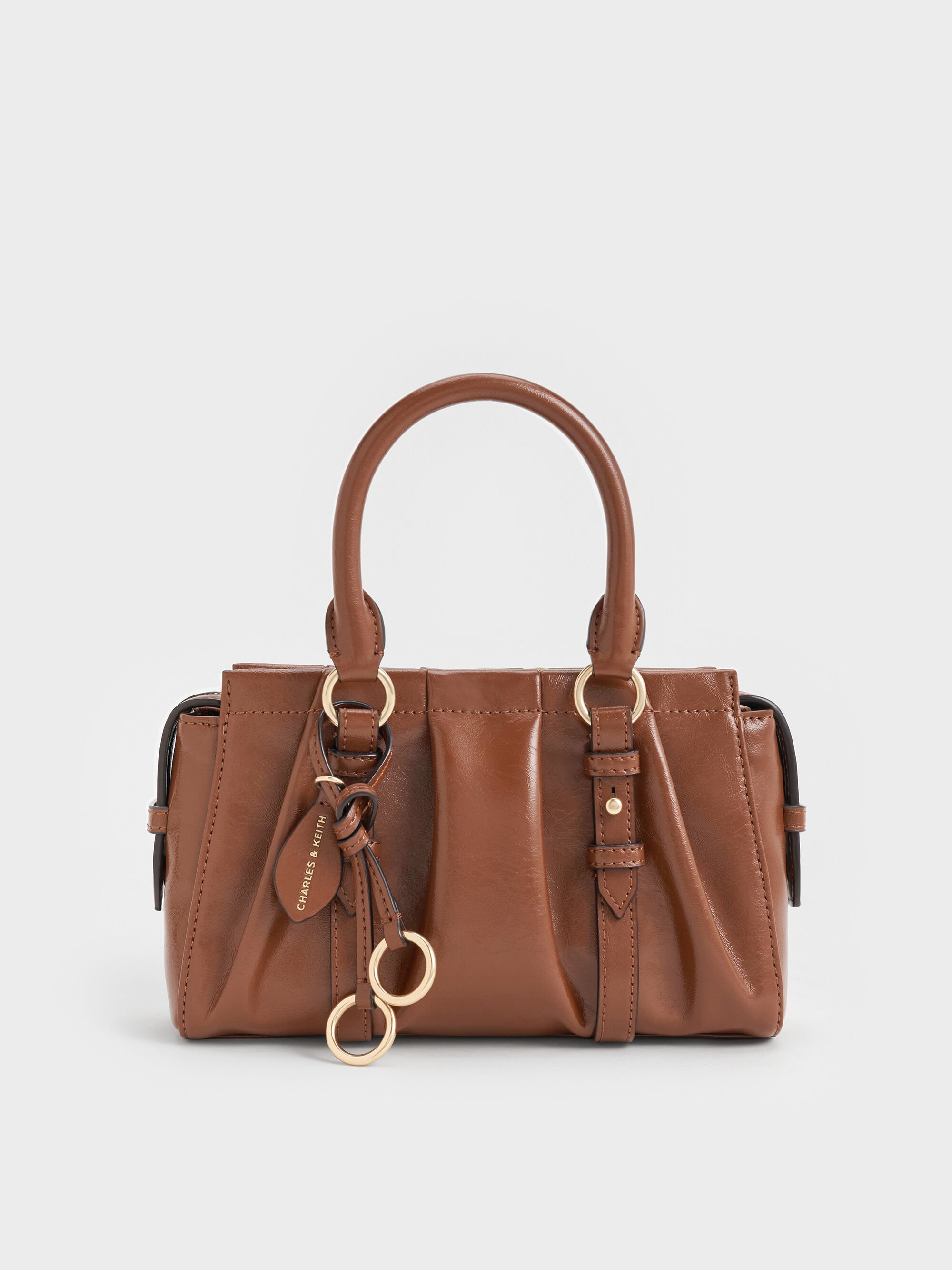 Chocolate Britton Top Handle Tote Bag - Chocolate - CHARLES & KEITH US