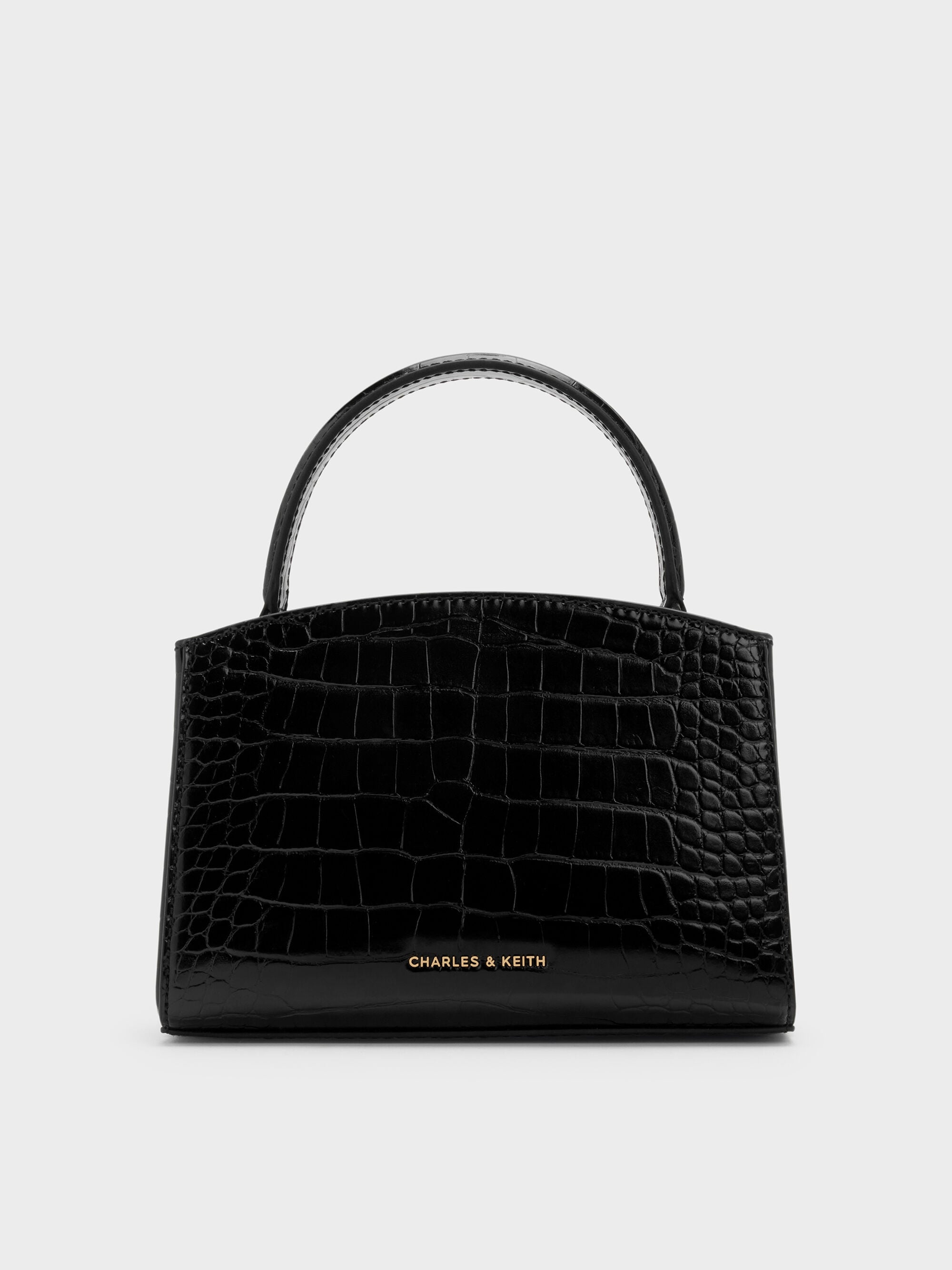 Black Aubrielle Croc-Effect Top Handle Bag - Black - CHARLES