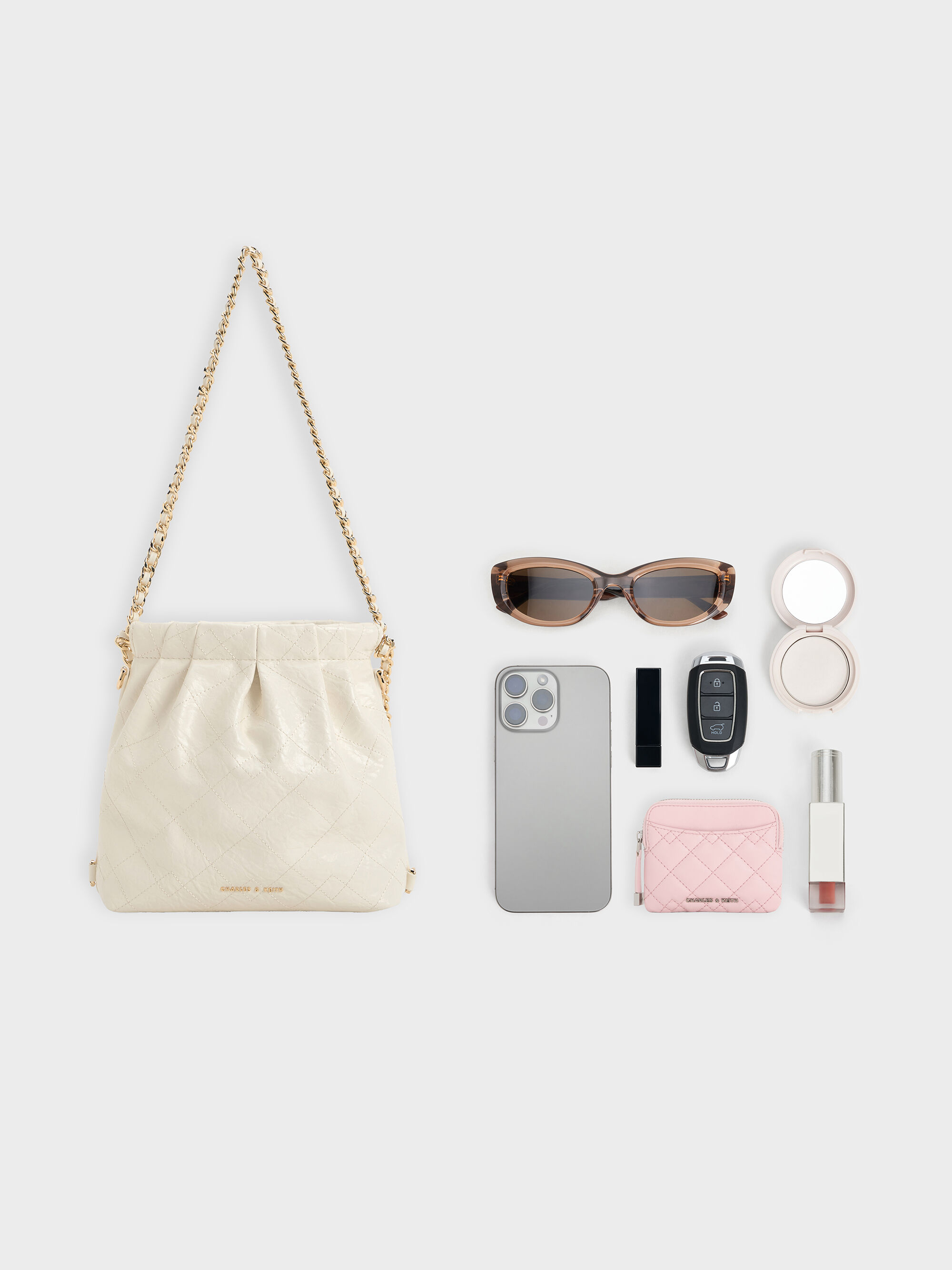 Cream Duo Chain-Handle Two-Way Backpack - Cream - CHARLES & KEITH US