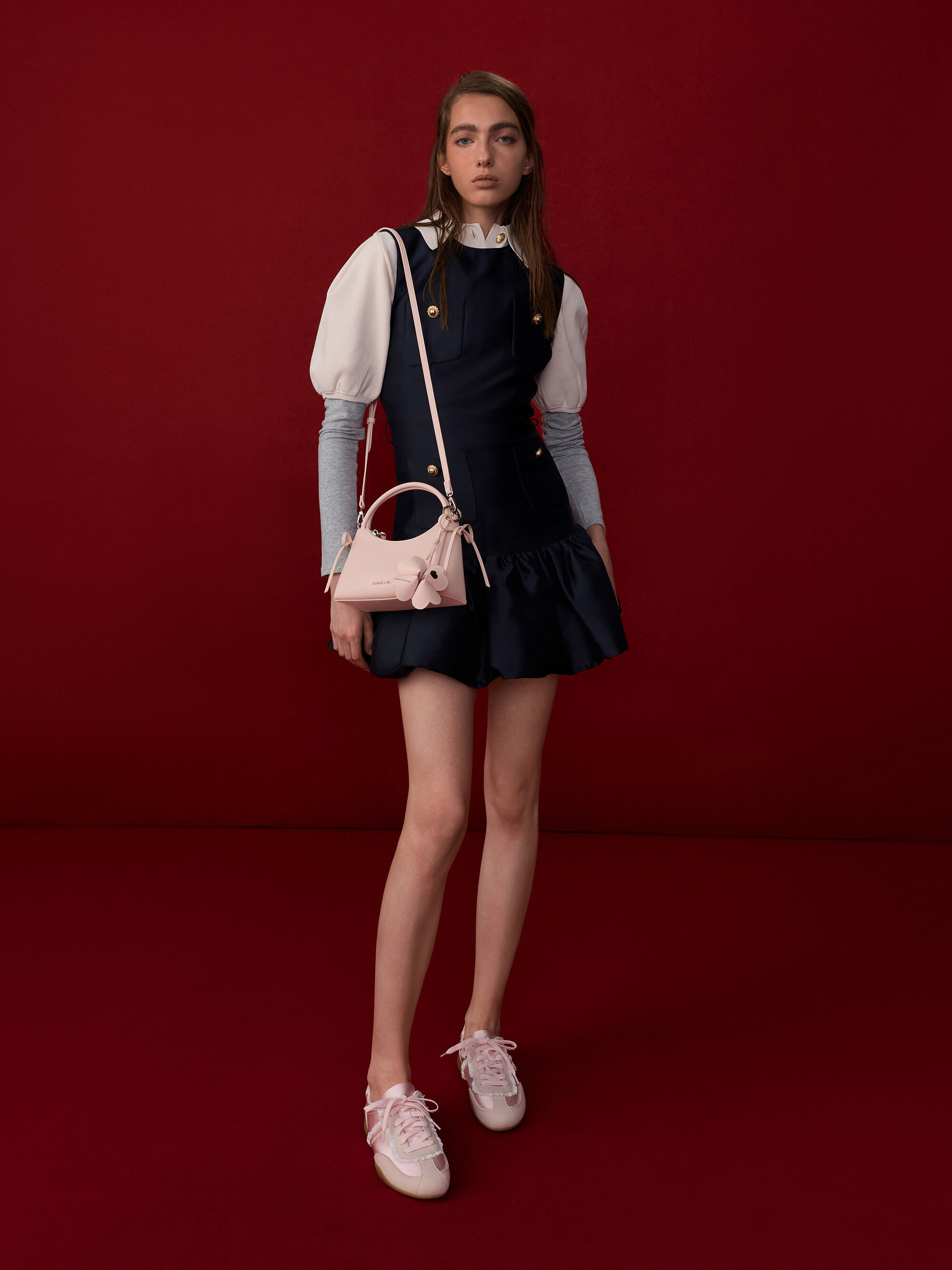 Hazel ヘーゼル ボウトップハンドルバッグ - ソフトピンク | CHARLES