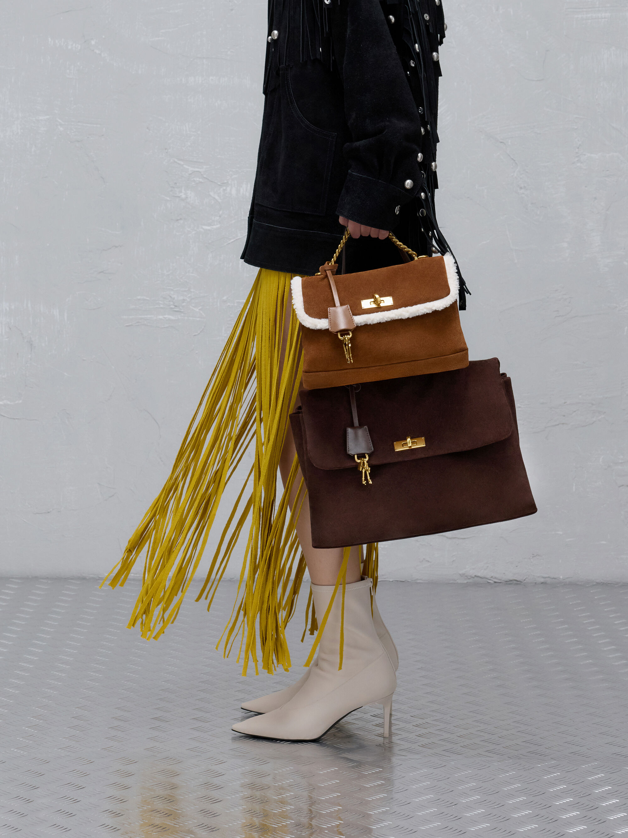 Kerry ケリー トップハンドルサッチェルバッグ - エスプレッソブラウン