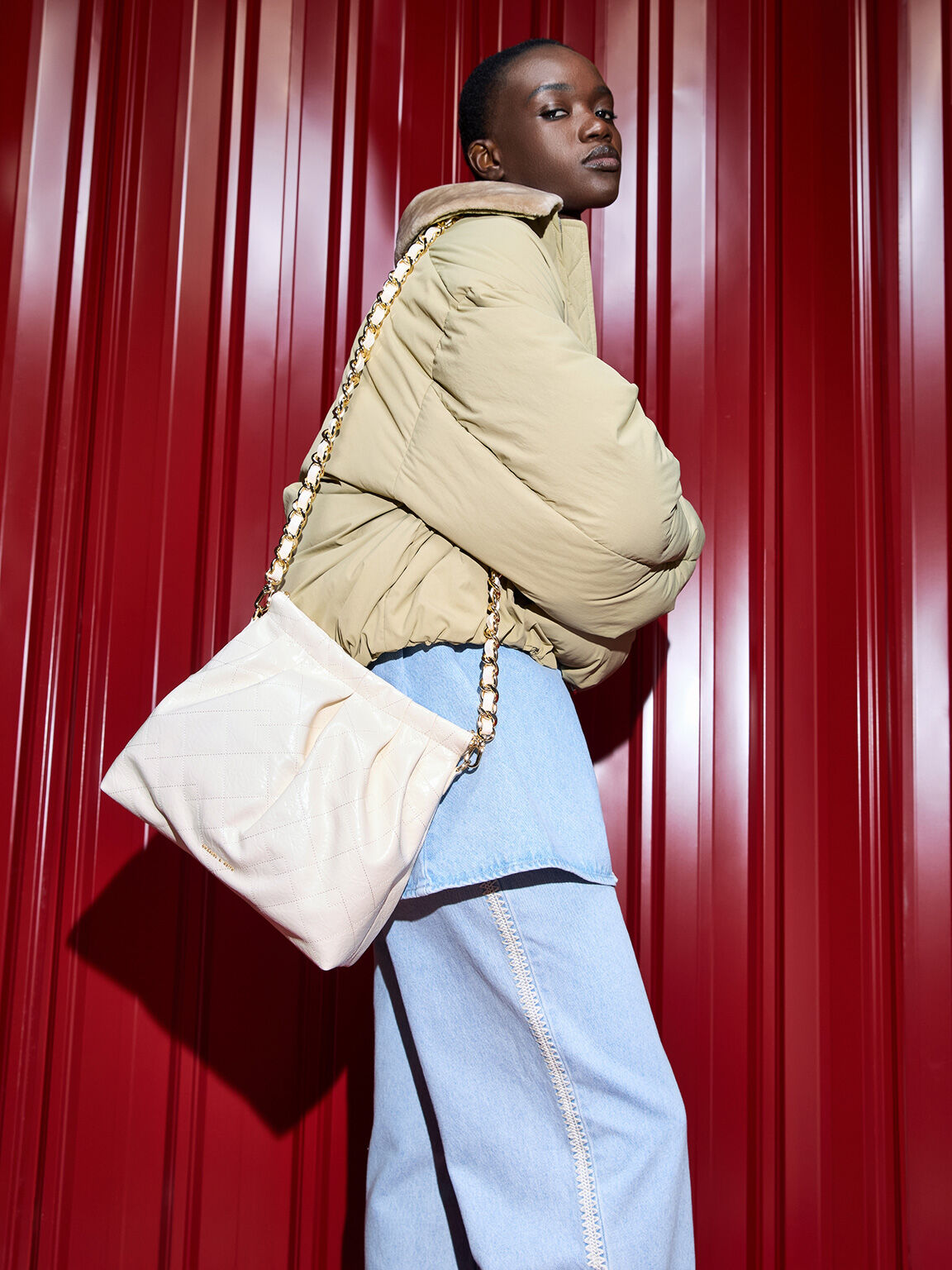 Duo ドゥオ ブレードチェーンハンドルホーボーバッグ - クリーム