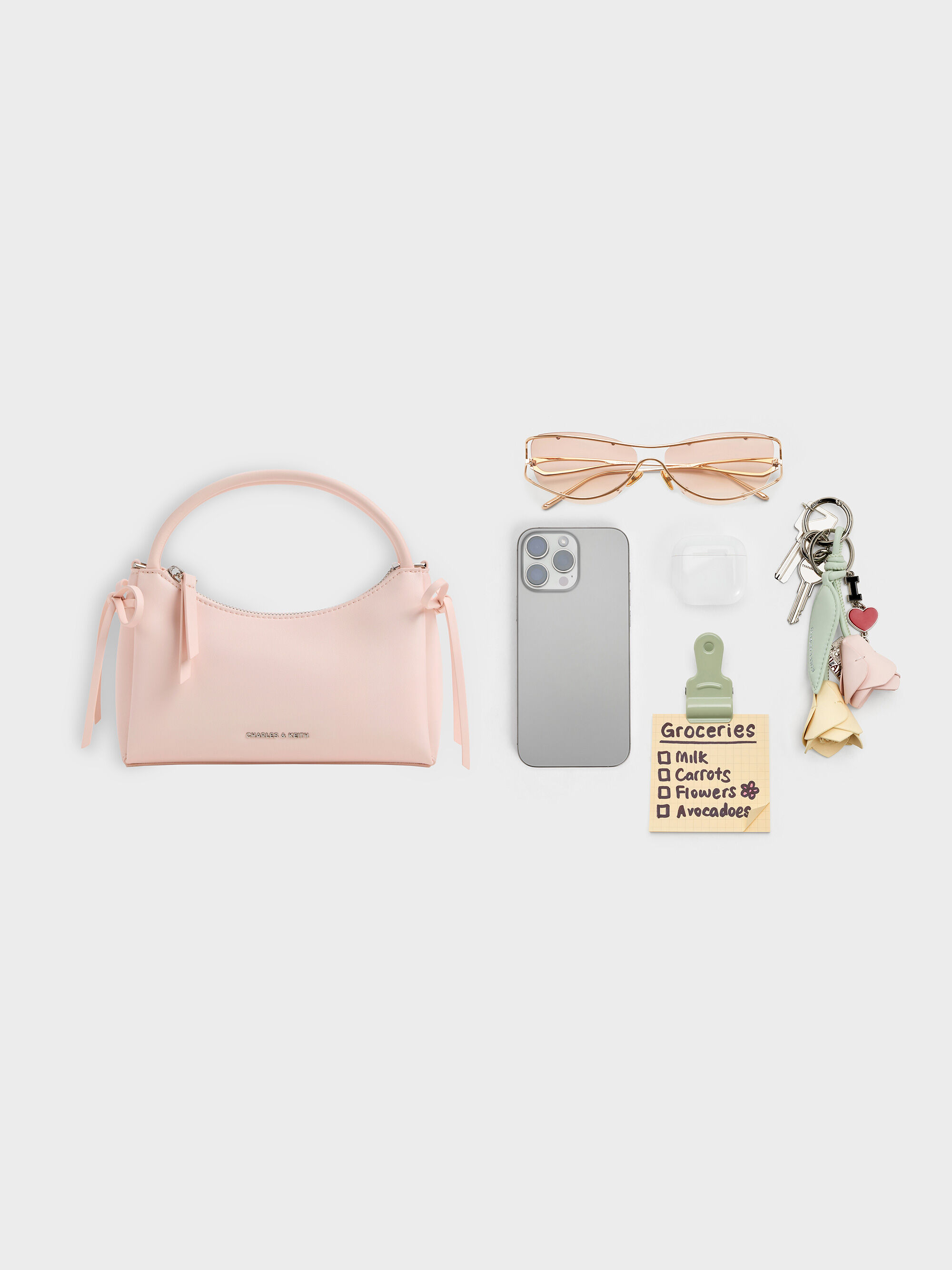 Hazel ヘーゼル ボウトップハンドルバッグ - ソフトピンク | CHARLES