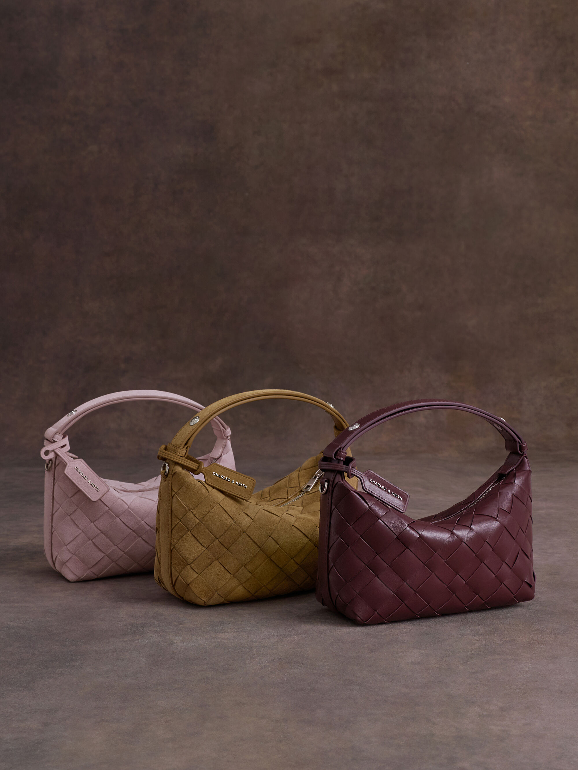 Ivette イヴェット スエードウーブンショルダーバッグ - コットン