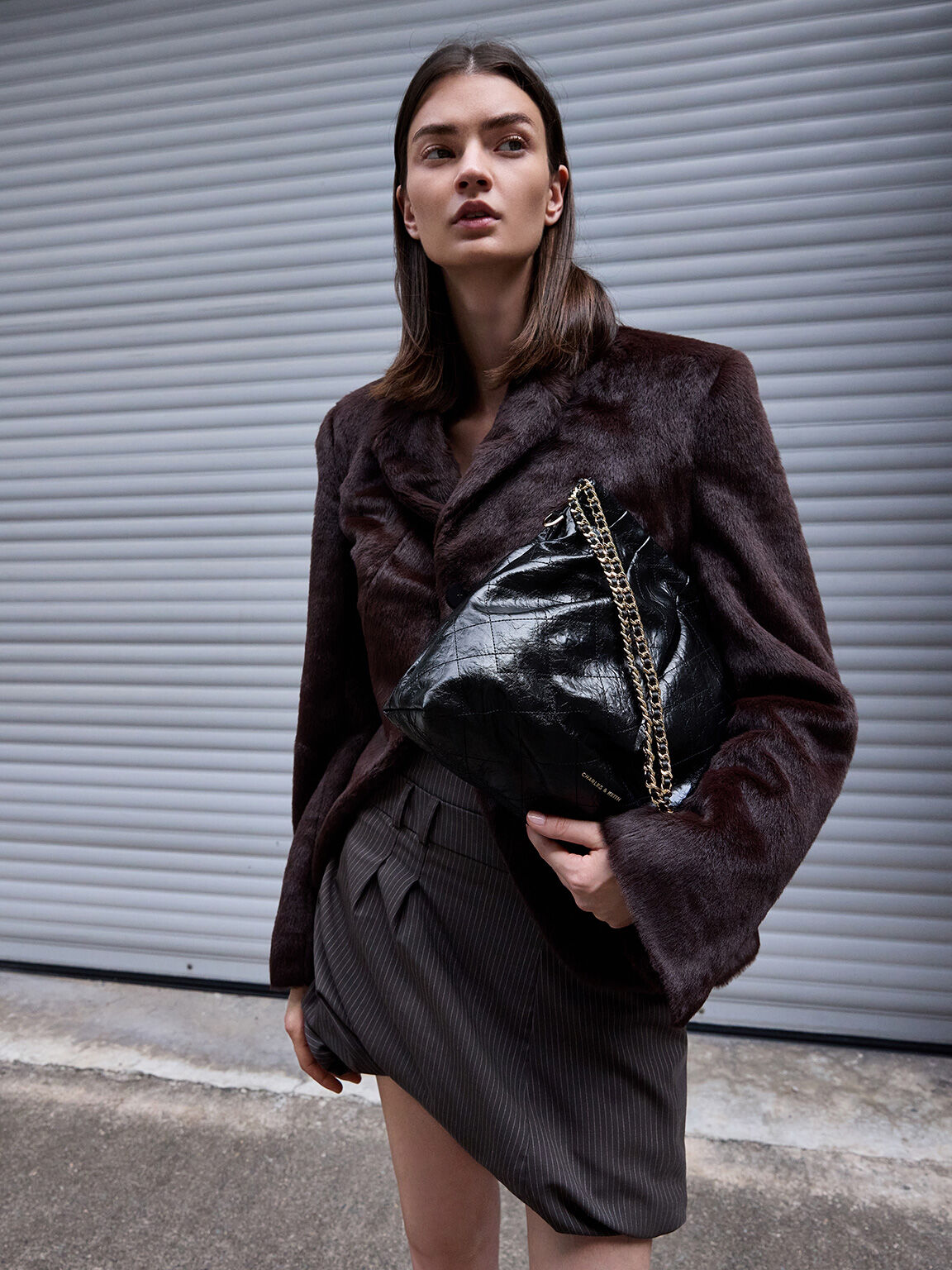 Duo ドゥオ ブレードチェーンハンドルホーボーバッグ - ブラック