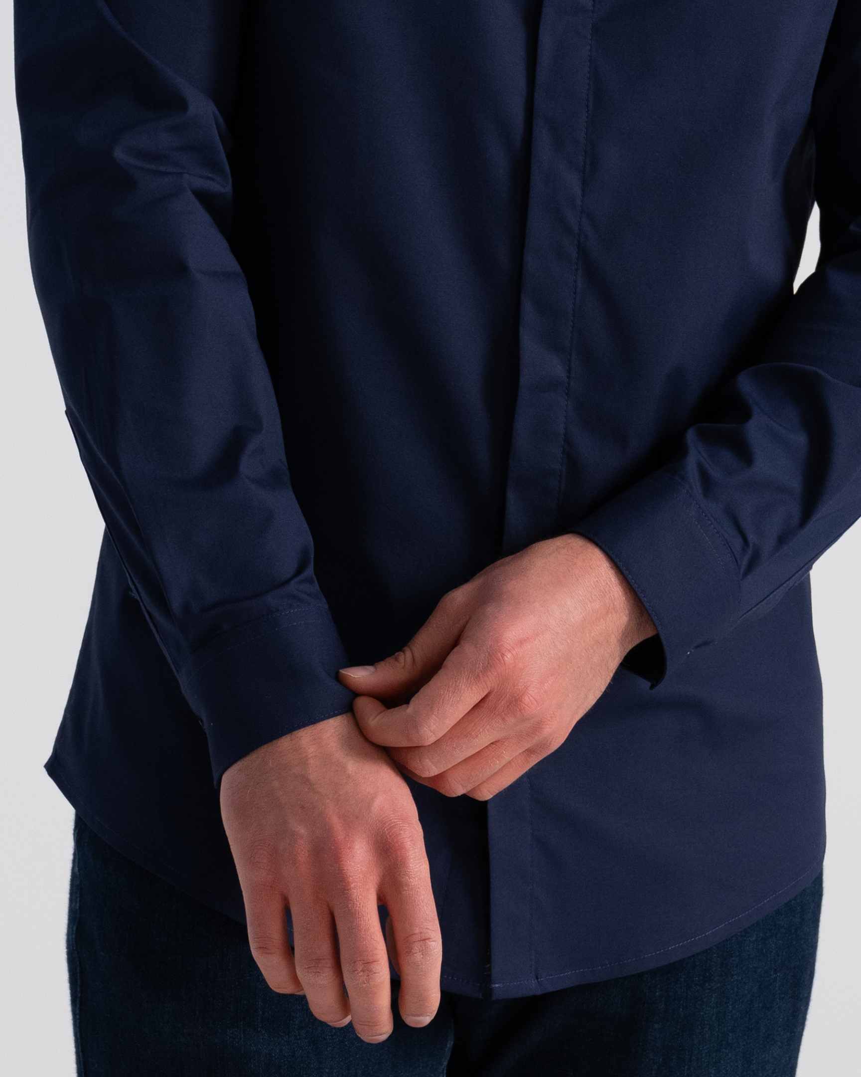 快適「プレミアムフォーマル」長袖ドレスシャツ｜ネイビー｜Chef Works