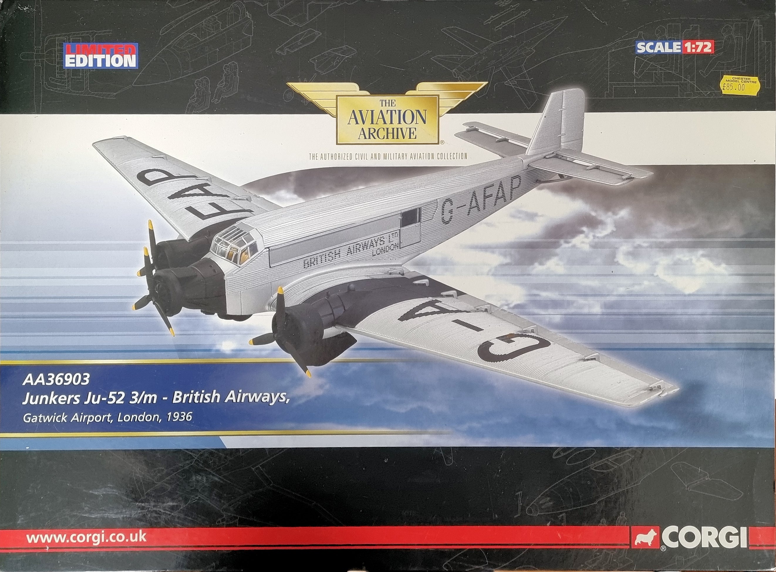 Corgi Aviation Archive AA36903 1:72 Junkers JU-52 – Chester Model