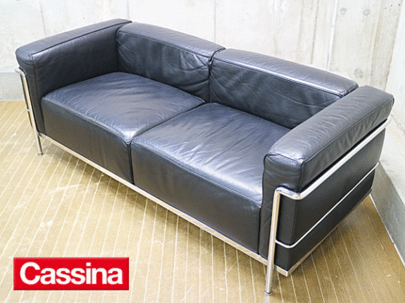 Cassina】カッシーナ LC3 2人掛けソファ ル・コルビュジエ 黒革 正規品