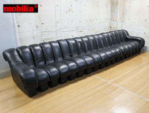 mobilia】モビリア スネークソファ 18連 本革&合成皮革 ラウンドソファ