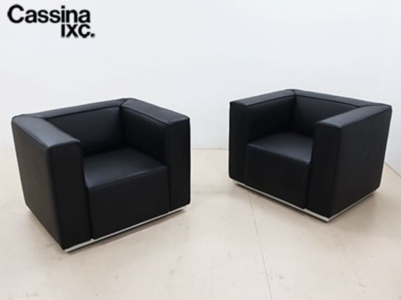 Cassina】カッシーナ BLOX ブロックス 黒総革 1人掛けソファ 出張買取