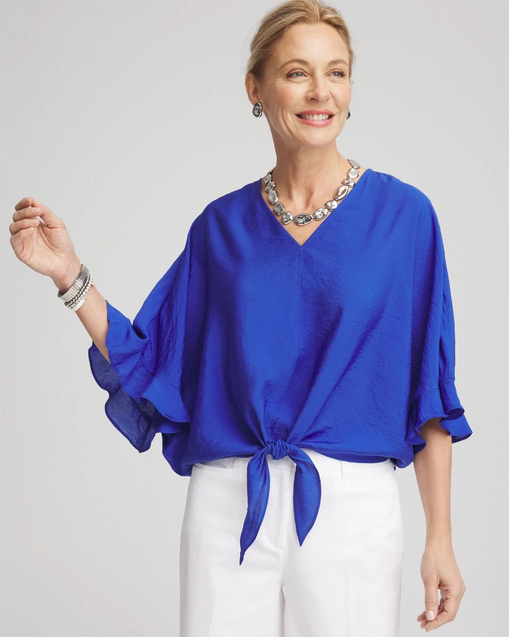 Ecovero™ Tie-Front Frill Sleeve Blouse | Chico's