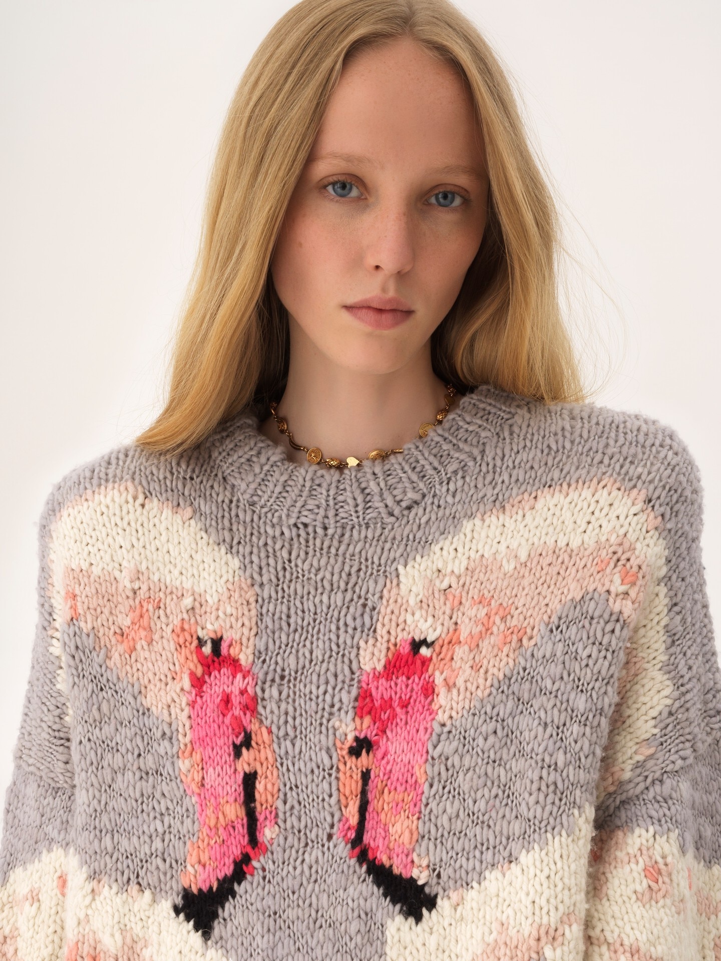 ウール＆ニット製オーバーサイズ ロゴ セーター グレー - Chloé