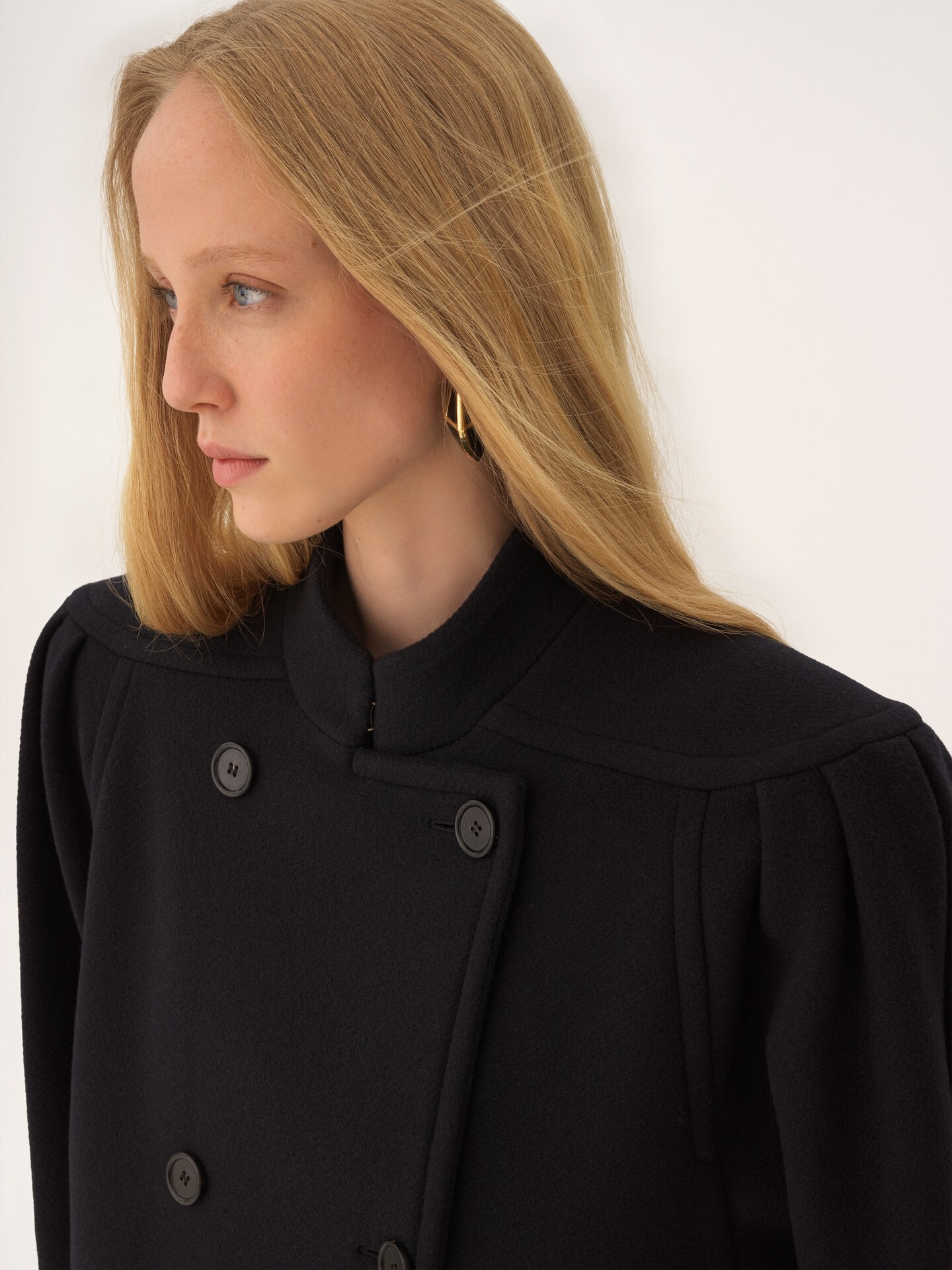 ウール製ハイネック ダブルブレストコート 青 - Chloé