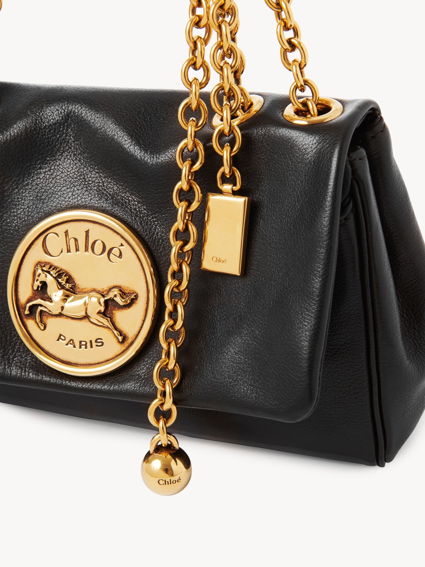 グレインレザー製Chloé Heritageスモールショルダーバッグ 黒 - Chloé