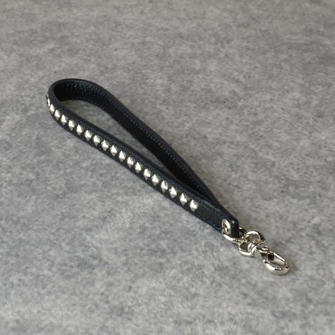 CALEE - STUDS LEATHER WRIST STRAP (BLACK) / スタッズレザー リスト