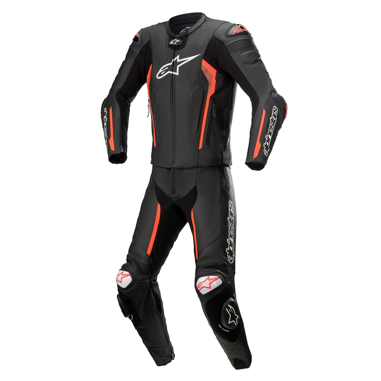 Alpinestars Missile V2 Leather Suit 2 Pc Black Red Fluo - Chromeburner