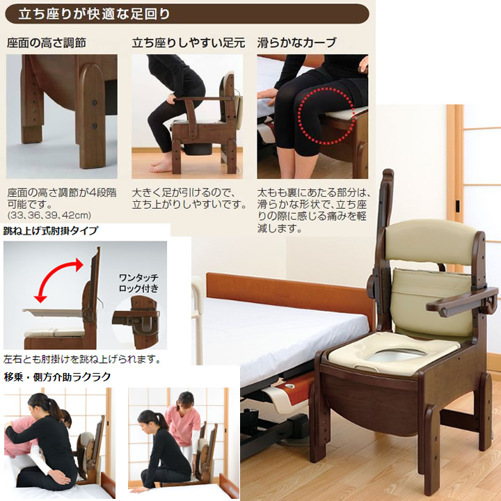 木製トイレ きらく コンパクト 普通便座 やわらか便座 暖房便座