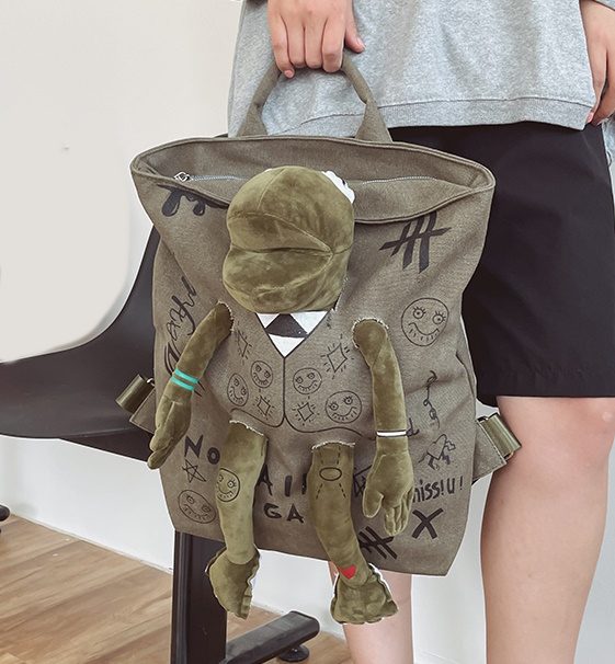 Frog x kaws x Graphic canvas backpack backpack shoulder tote bag