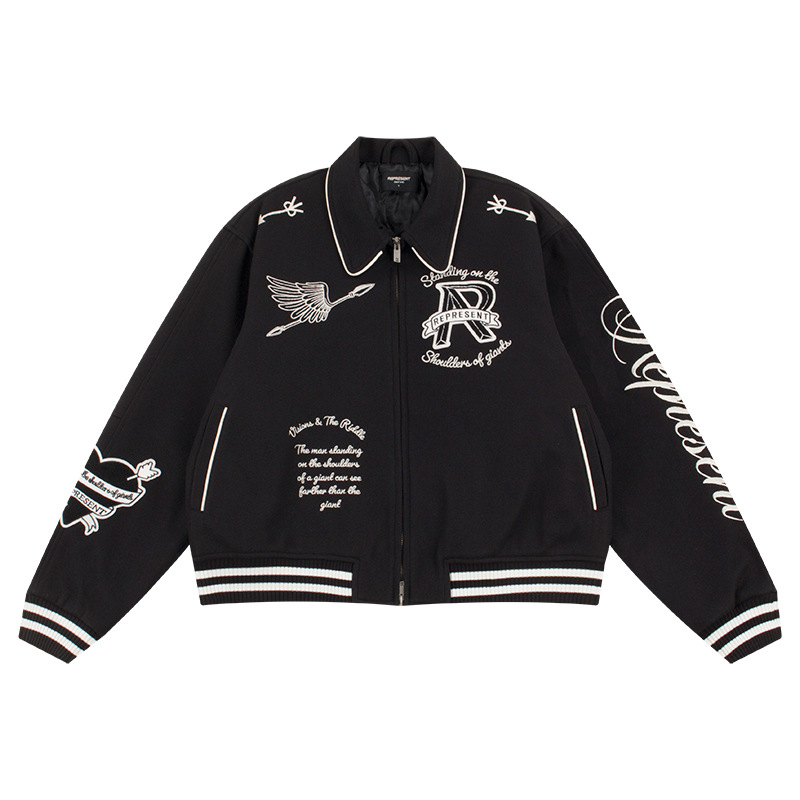 REPRESENT Angel Embroidery Double Zip Up jacket Stadium Jumper