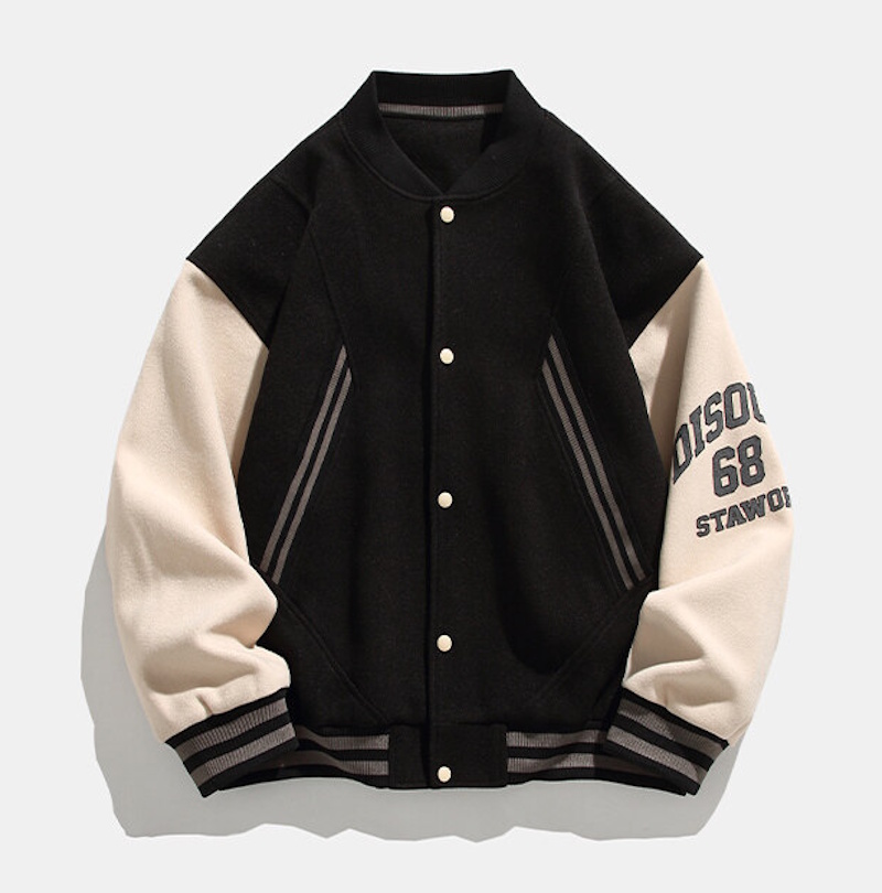 Color matching letter logo stadium jumper Baseball Jacket blouson
