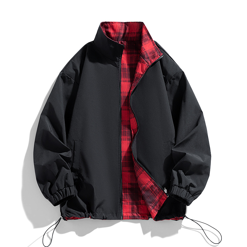 Reversible Zip-Up Stand-Collar jacket ユニセックス 男女兼用