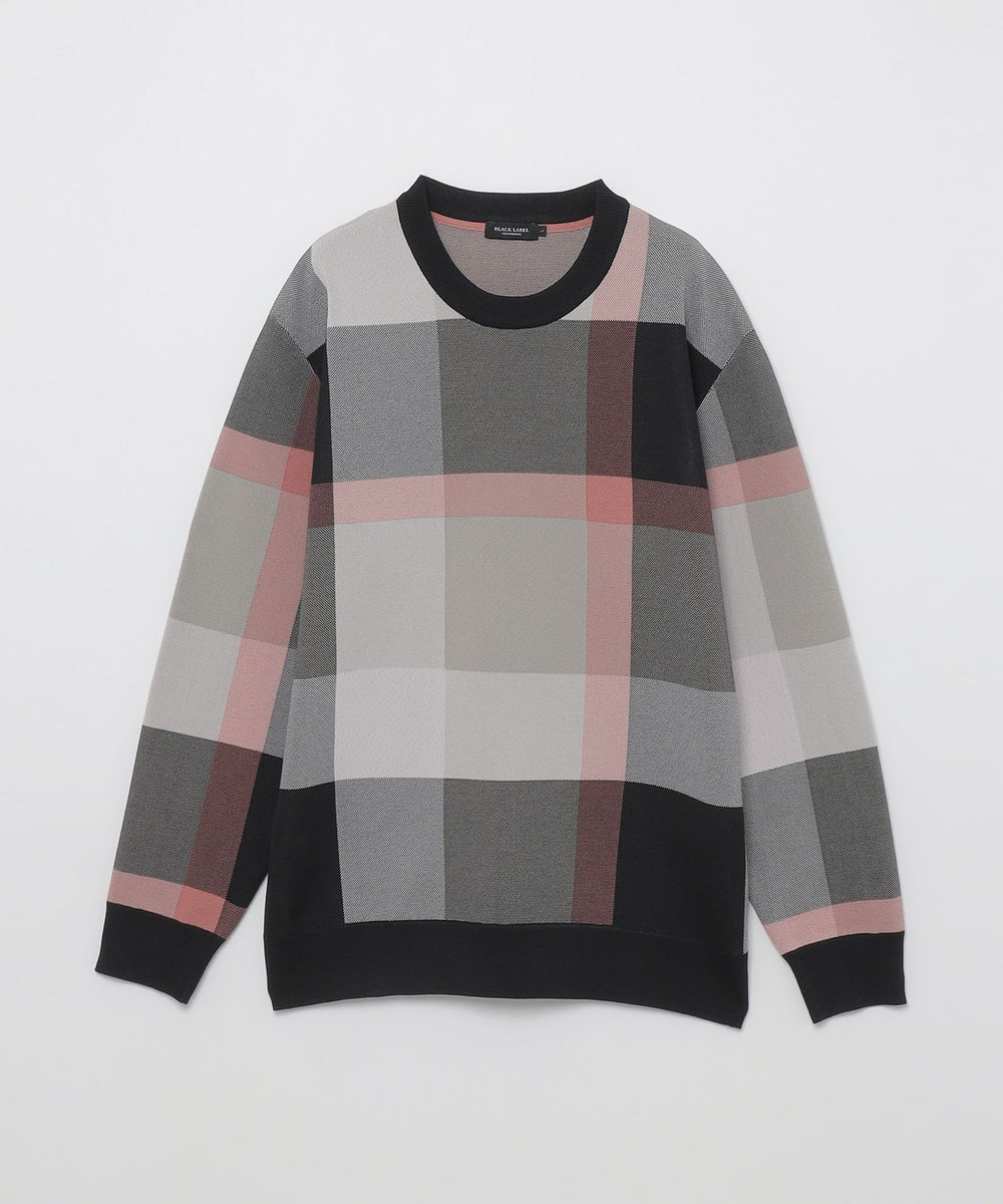 テクニカルクレストブリッジチェックニット（ニットウェア）｜BLACK