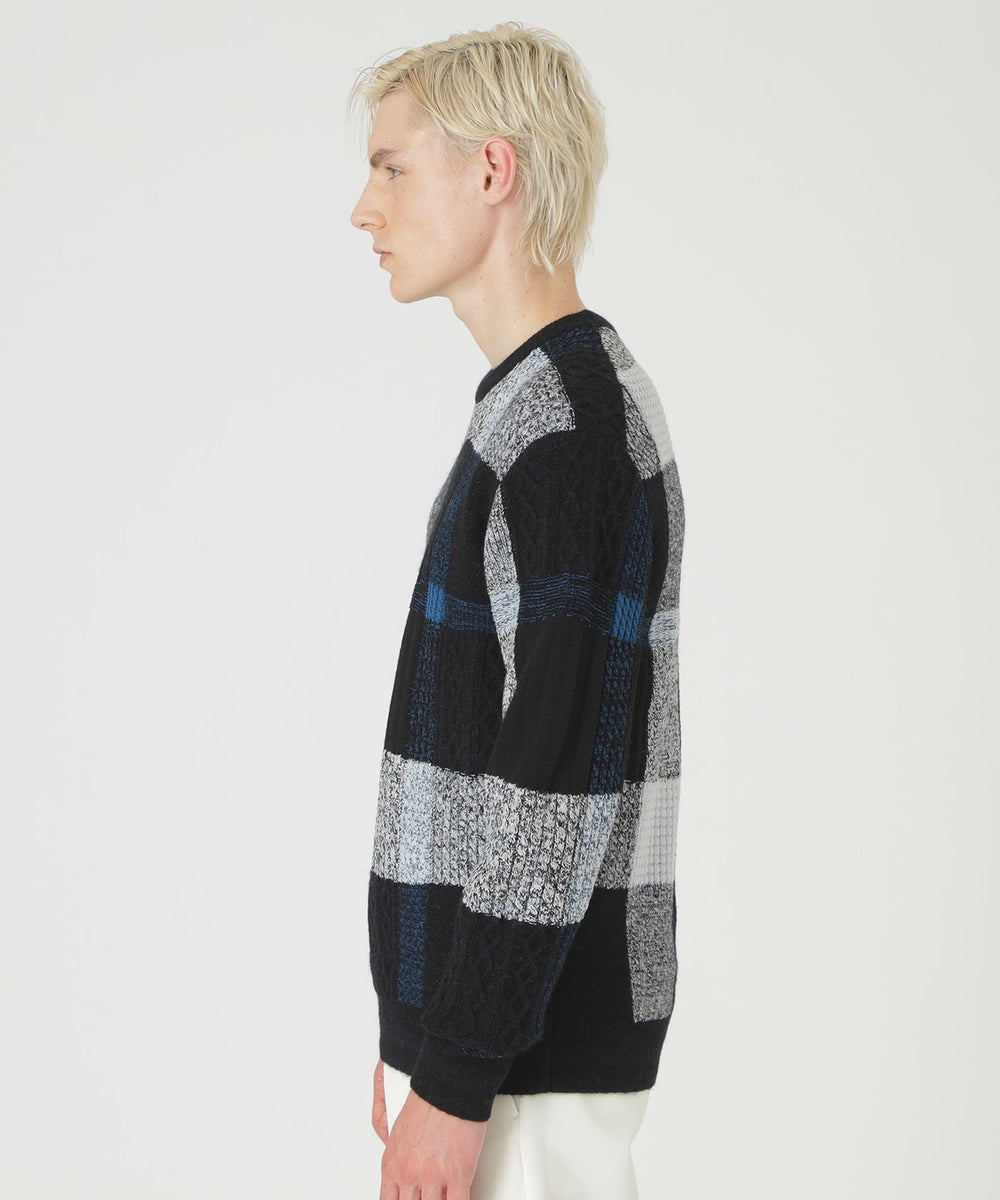 テクスチャーミックスクレストブリッジチェックニット（ニットウェア