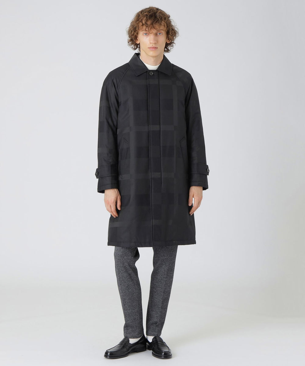 シャドーチェックパデッドステンカラーコート（ブルゾン）｜BLACK