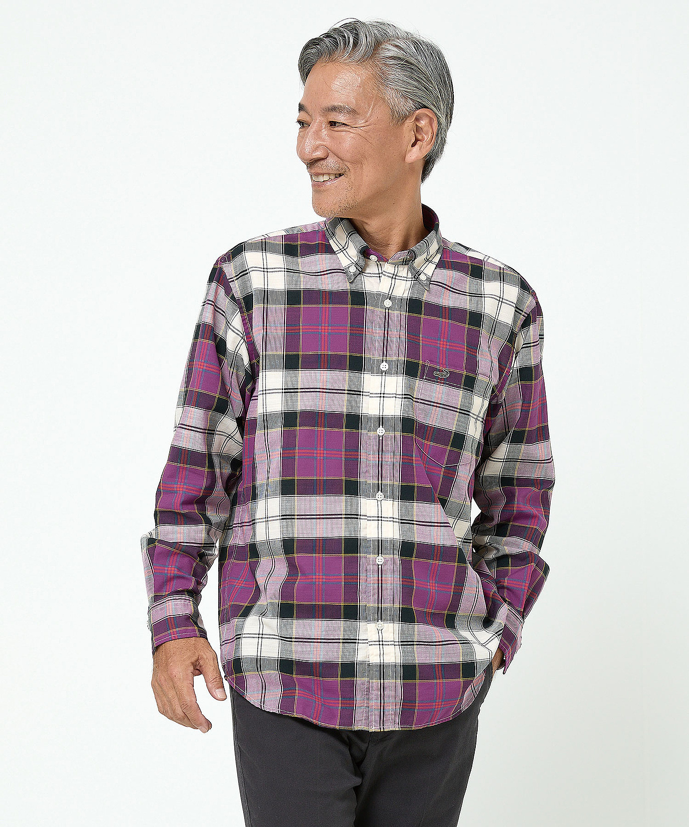 メンズ ピケ素材 チェック柄 シャツ通販 [1001-55103] - クロコダイル