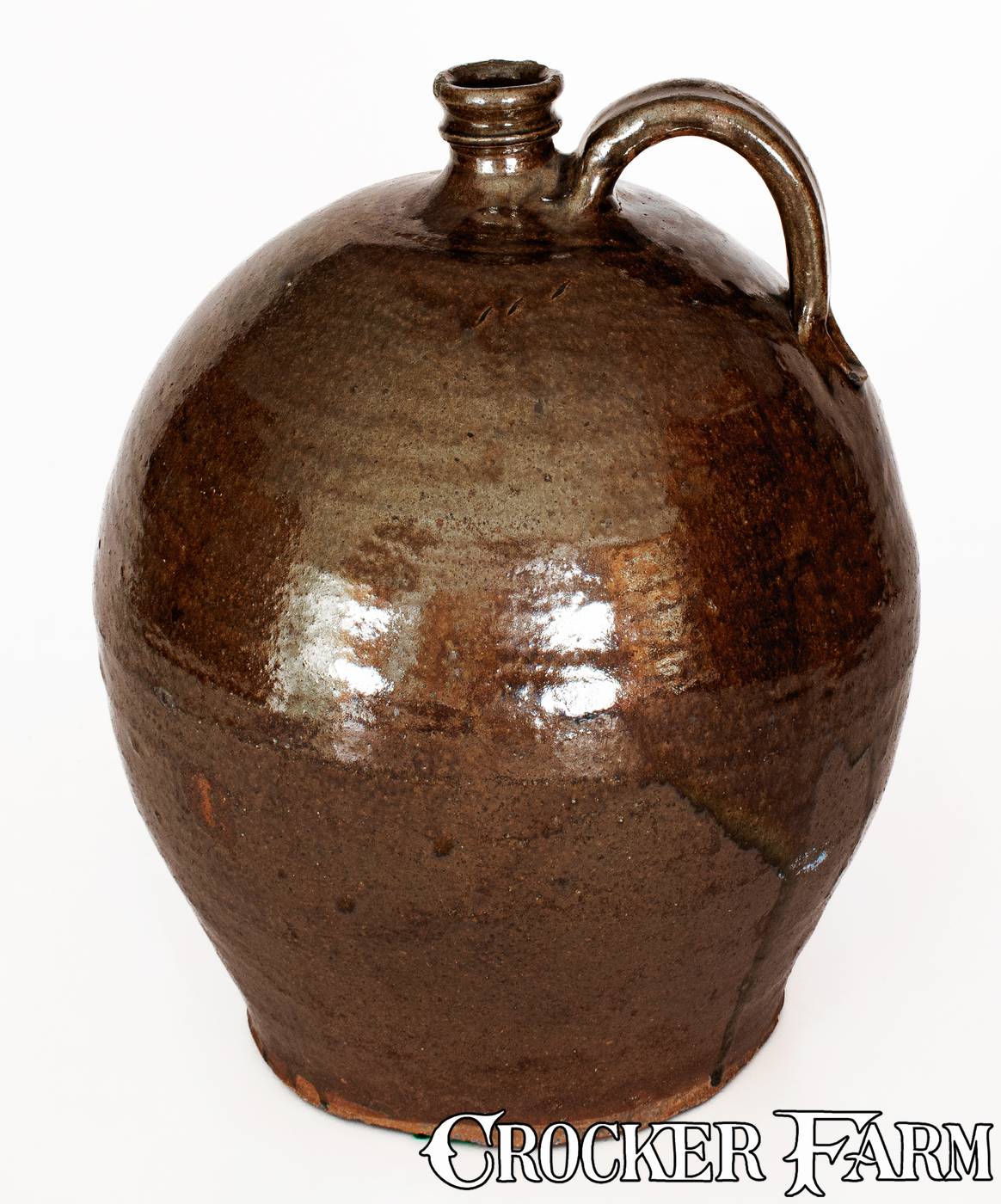 Attrib. David Drake Three-Gallon Stoneware Jug w/ Incised X and