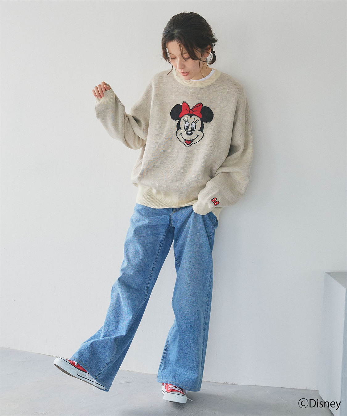 Disney/ディズニー】Minnie Mouse/ミニーマウス/ジャガードニットプル