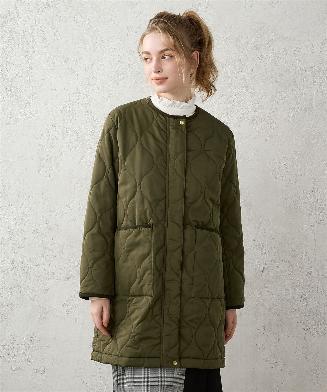 ノーカラー ロングキルトジャケット LE SOUK HOLIDAY｜クロスプラス