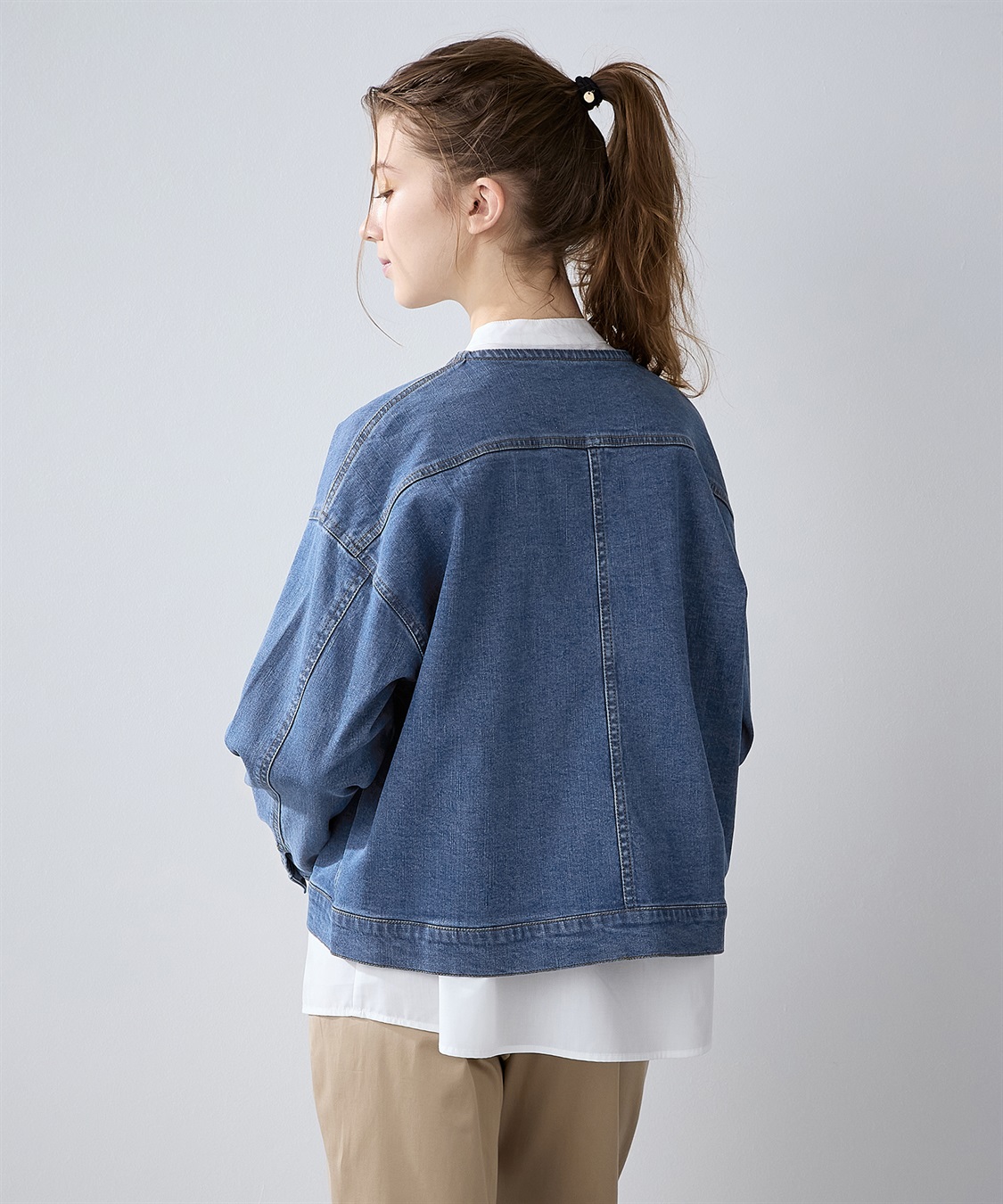 ノーカラーデニムジャケット LE SOUK HOLIDAY｜クロスプラス公式通販サイト