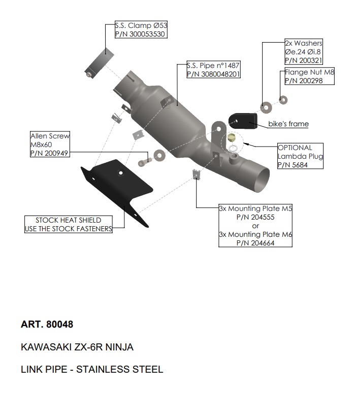 LeoVince Link Pipe Kawasaki Ninja ZX-6R / ZX636 / KRT 2009-2026