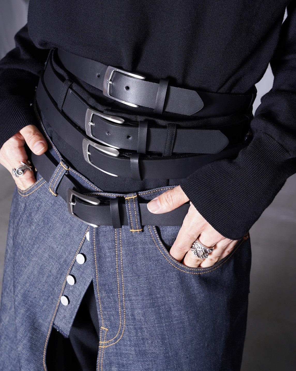 JUNYA WATANABE】× Levi's MULTI BELTED LAYERED DENIM PANTS-Amanojak.