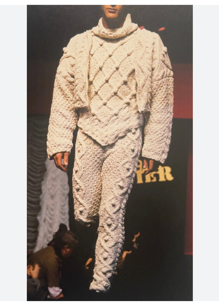 Jean Paul Gaultier Vintage AW 1985 Ivory Cotton Aran Knit Lace Up