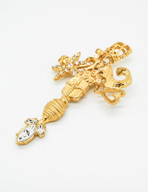 Christian Lacroix 十字架ヴィンテージブローチ ゴールド 【公式通販】